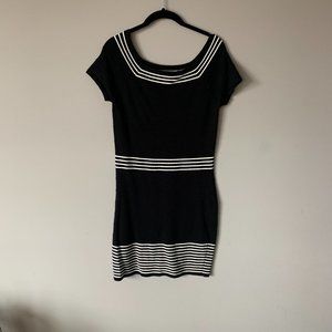 Dress (short sleeve) - Black with white stripes